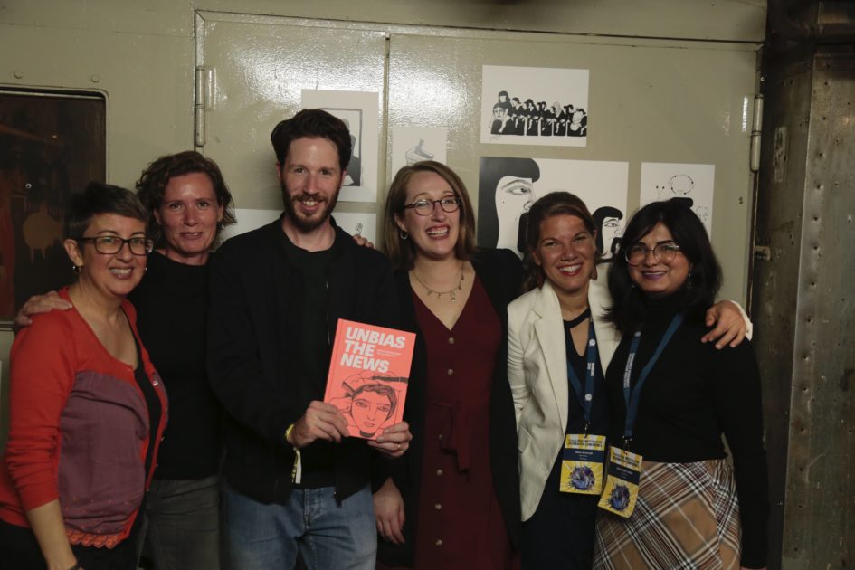 Book launch at the Global Investigative Journalism Conference in Hamburg, 2019: The team presents the book Unbias the News. Why diversity matters for journalism.