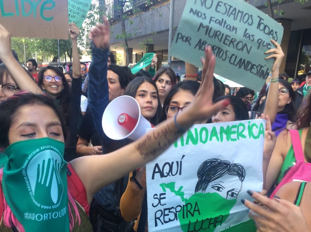 Pro choice protestesters in Ecuador, August 2018